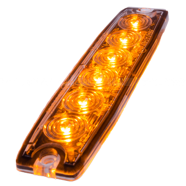 Blixtljus 6 LED slim ECE R10 Orange 12-24V