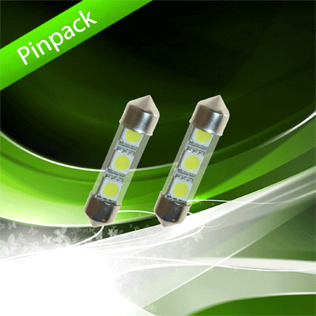 C5W LED xenonvit 12v 36mm 3 SMD 1Par