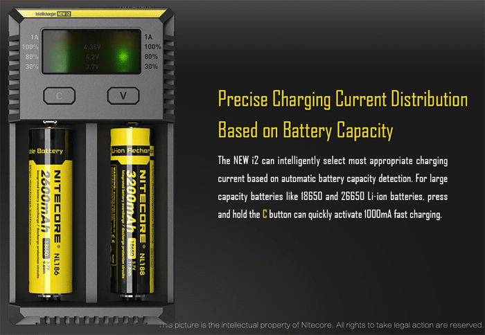 Nitecore Laddare I2 för 18650, 26650 Li-on batterier - Bild 3