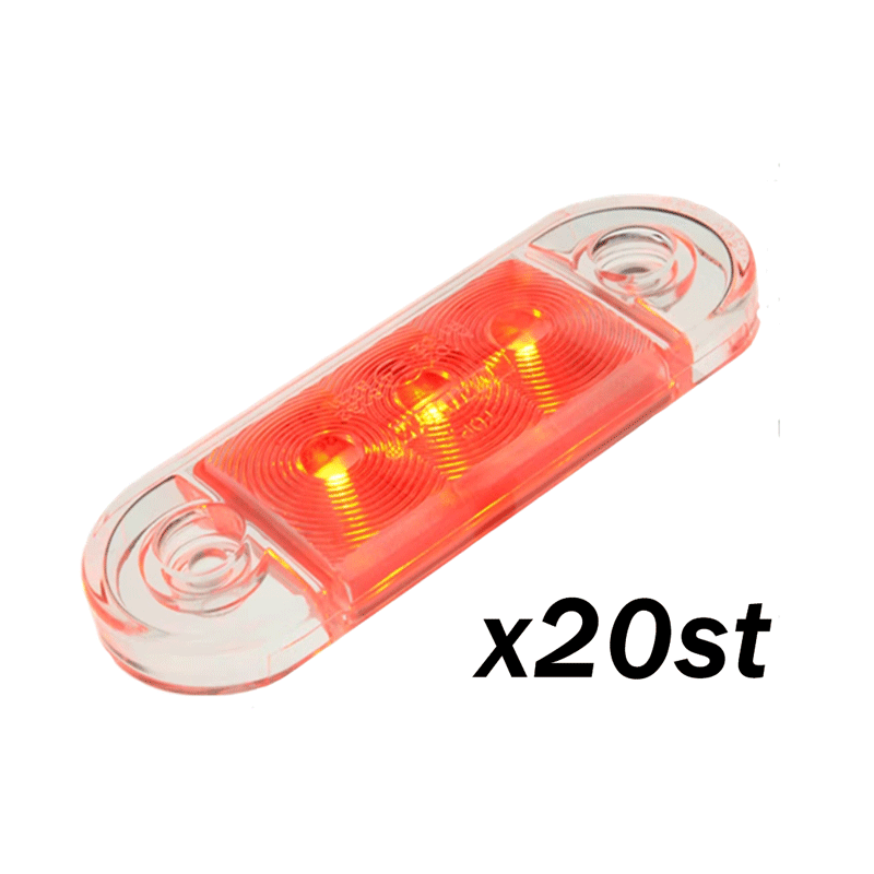 Positionsljus 3 led röd E-märkt 20 pack