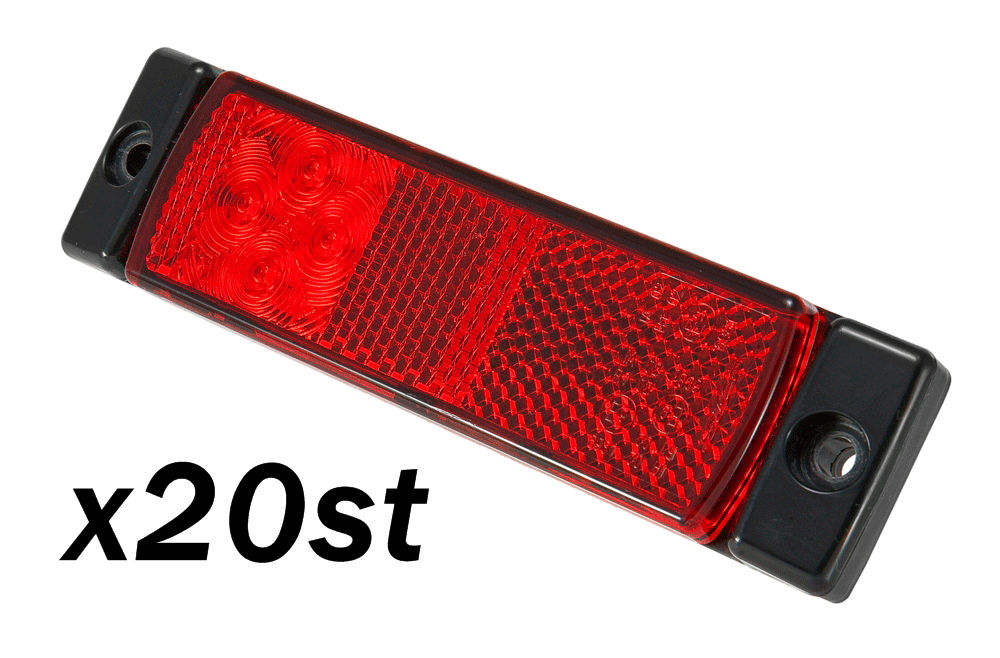 positionsljus röd 4 led med reflex 20-pack 12-24V