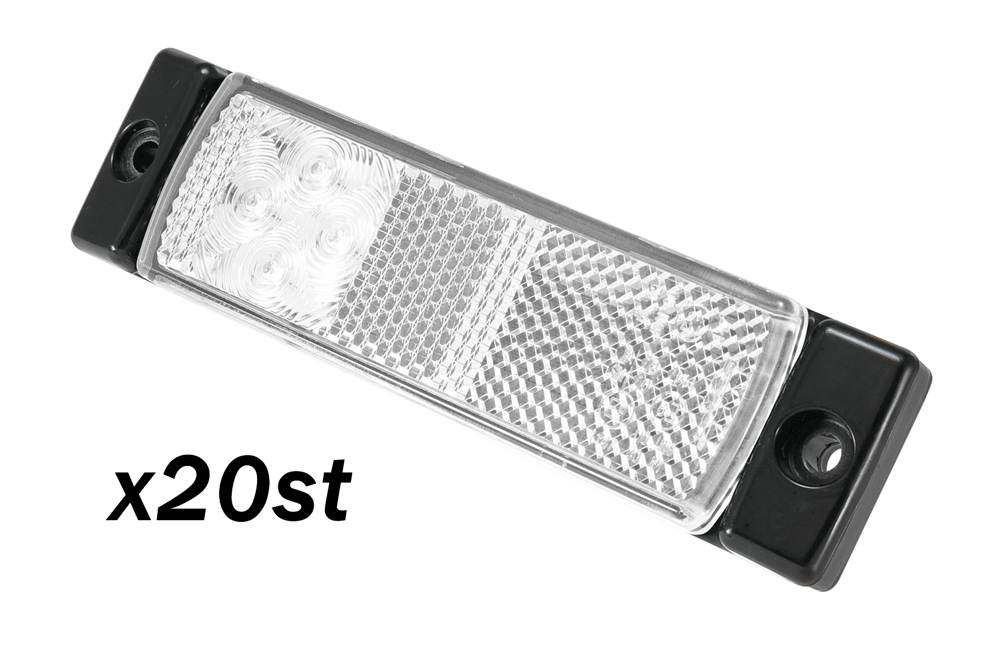 Positionsljus vit med reflex 20 pack 12-24V