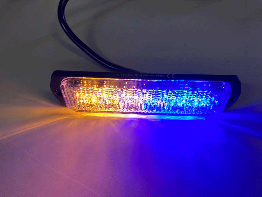 Blixtljus Orange/Blå 6 led 9-33v 113x29x10mm - Bild 2